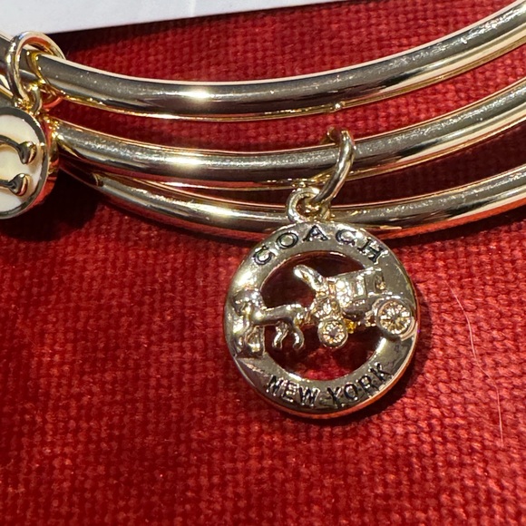 NWT Authentic Coach bangle set Plated brass Enamel Gold - Picture 3 of 5